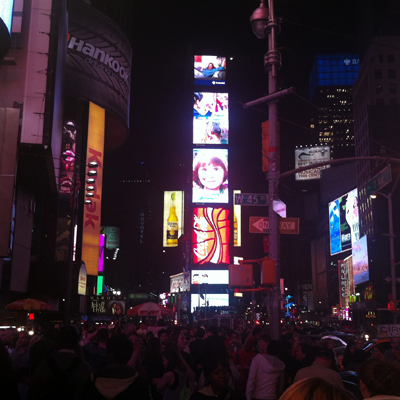 times square after gorging on sushi times square after gorging on sushi
