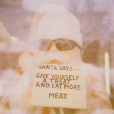 this girl is a vegetarian so she's not listening to what santa sez