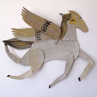 etsy : benconservato : etsy : benconservato : white winged horse articulated decoration / hinged beasts series