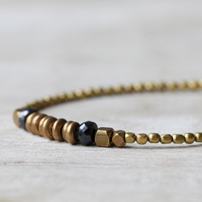 etsy : filoe : brass beaded bracelet: brass discs and black spinel beaded bracelet etsy : filoe : brass beaded bracelet: brass discs and black spinel beaded bracelet
